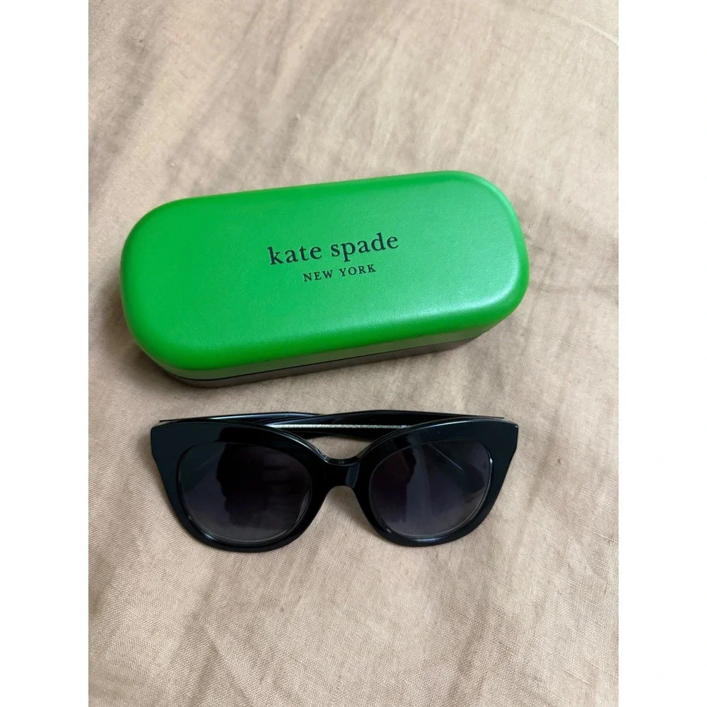 Kate Spade Belah/S Black Cat Eye Sunglasses Gold Glitter Detail